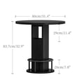 thumbnail image 5 of New 31.5" Round Bar Table & 2 Stools Set, Black Wooden/Metal with Footrest, 5 of 7