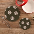 thumbnail image 2 of Pot Holders Trivets Set Cotton Potholders Set, Set of 2, Hunt Green Baseball Pattern Hot Pot Trivets One 9.45 Inch and One 7 Inch for Kitchen Pans Bowl Teapot, 2 of 7