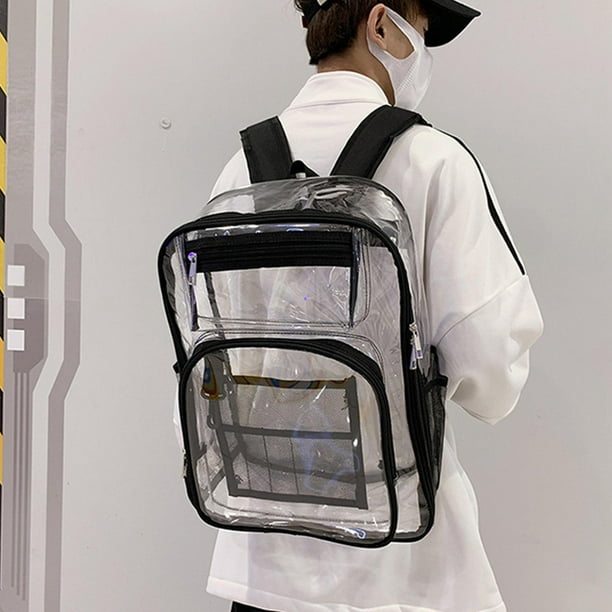 Mochila transparente de PVC liso hermetica para s hombres deportes de trabajo Negro Zulema Mochila transparente Walmart en linea