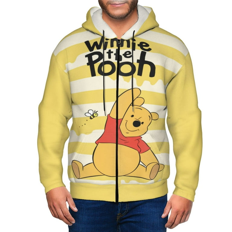Unisex Winnie The Poo Zip Up Hoodie with Pocket Graphic Pullover