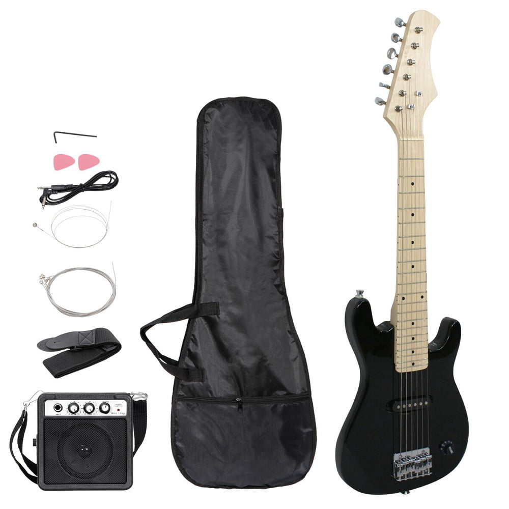 SONGMY Black 30" Kids Electric Guitar with 5w Amp, Complete Guitar Starter Kit with Gig Bag Strap Cable, Strings Picks