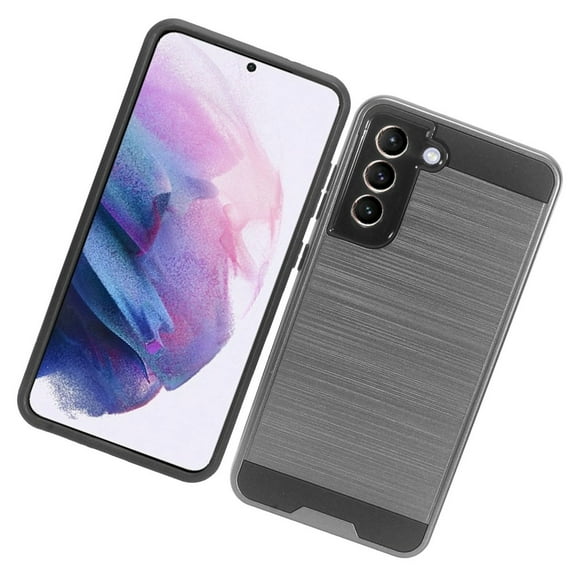 Case for Samsung Galaxy S21 FE Brushed Texture Hybrid Shockproof Dual Layer Hard PC & TPU Armor Rugged Protective Cover for Galaxy 21 Fan Edition by Xcell - Gray
