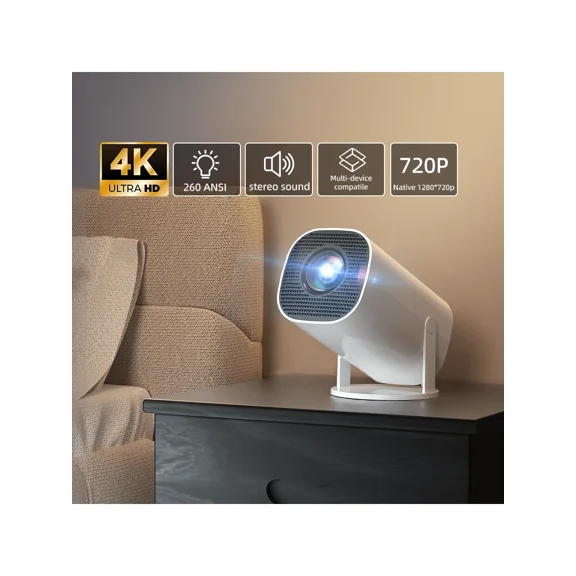 5G 4K Ultra HD Home Projector with WiFi Phone Connection, Auto Keystone Correction, Built-in Android System & Sound, Support HD/USB/KTV/Outdoor Projection for Home Theater Gaming Gifts