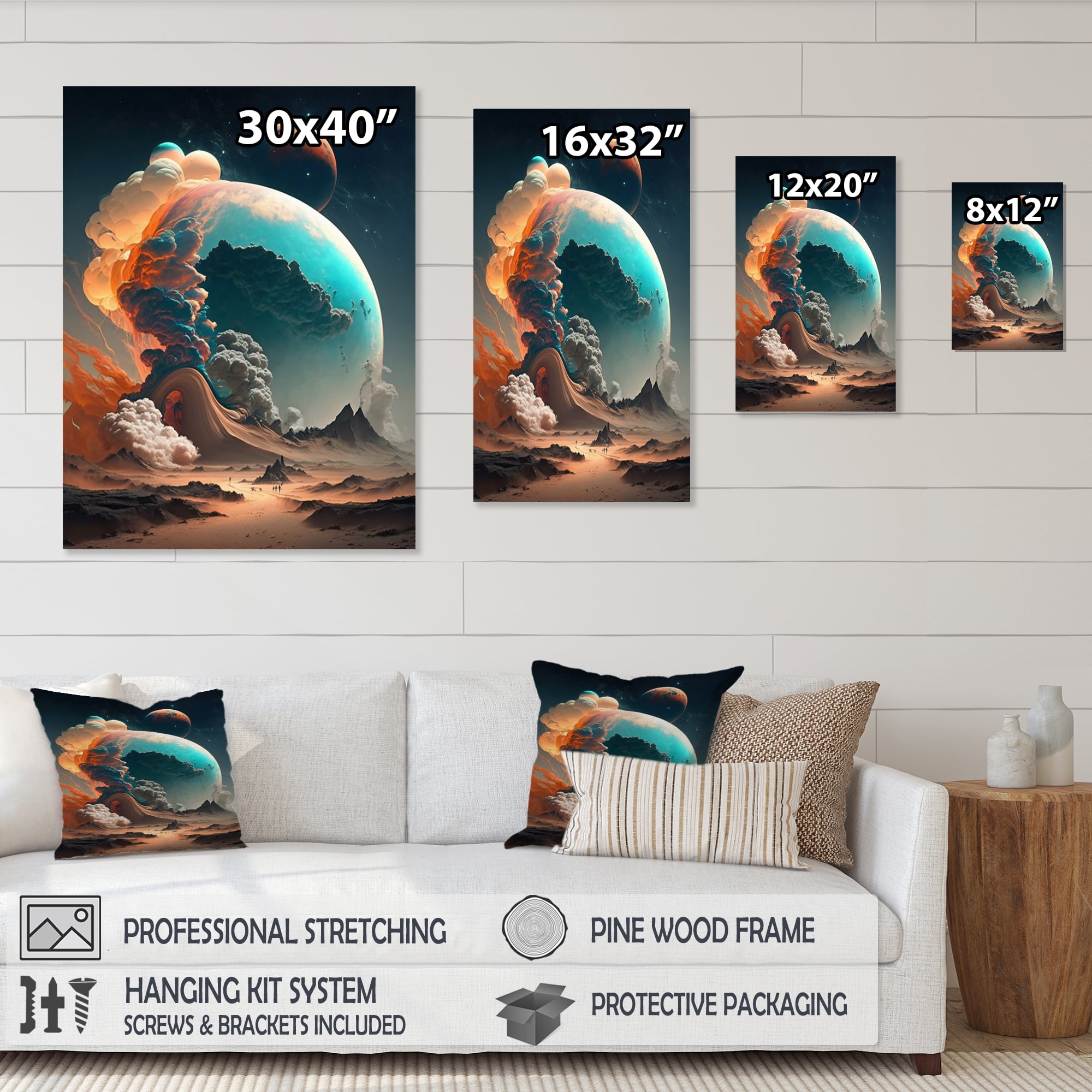 Designart Futuristic Landscape Clouds I Canvas Wall Art