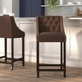 thumbnail image 2 of Flash Furniture Carmel Series 30" High Transitional Tufted Walnut Barstool with Accent Nail Trim in Brown Fabric, 2 of 6