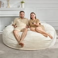 thumbnail image 5 of Hobestluk 6ft Bean Bag Chairs for Adults Large Beanbag Chair with Plush Faux Fur Cover for Living Room Bedroom Dorm Office - White (70" x 70" x 15"), 5 of 9