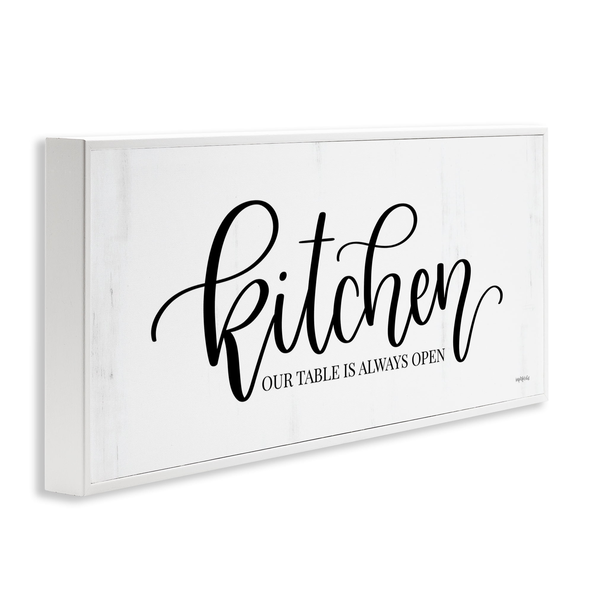 Stupell Industries Kitchen Always Open Typography Painting White Framed Art Print Wall Art, 30 x 13