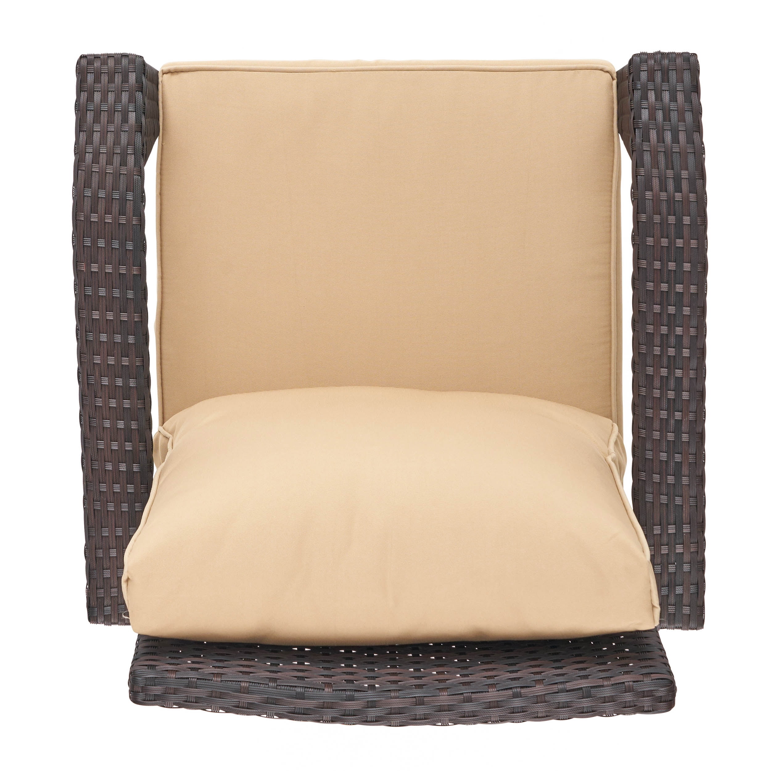 Kingsfield Outdoor 4 Seater Wicker Chat Set with Fire Pit, Brown and Tan