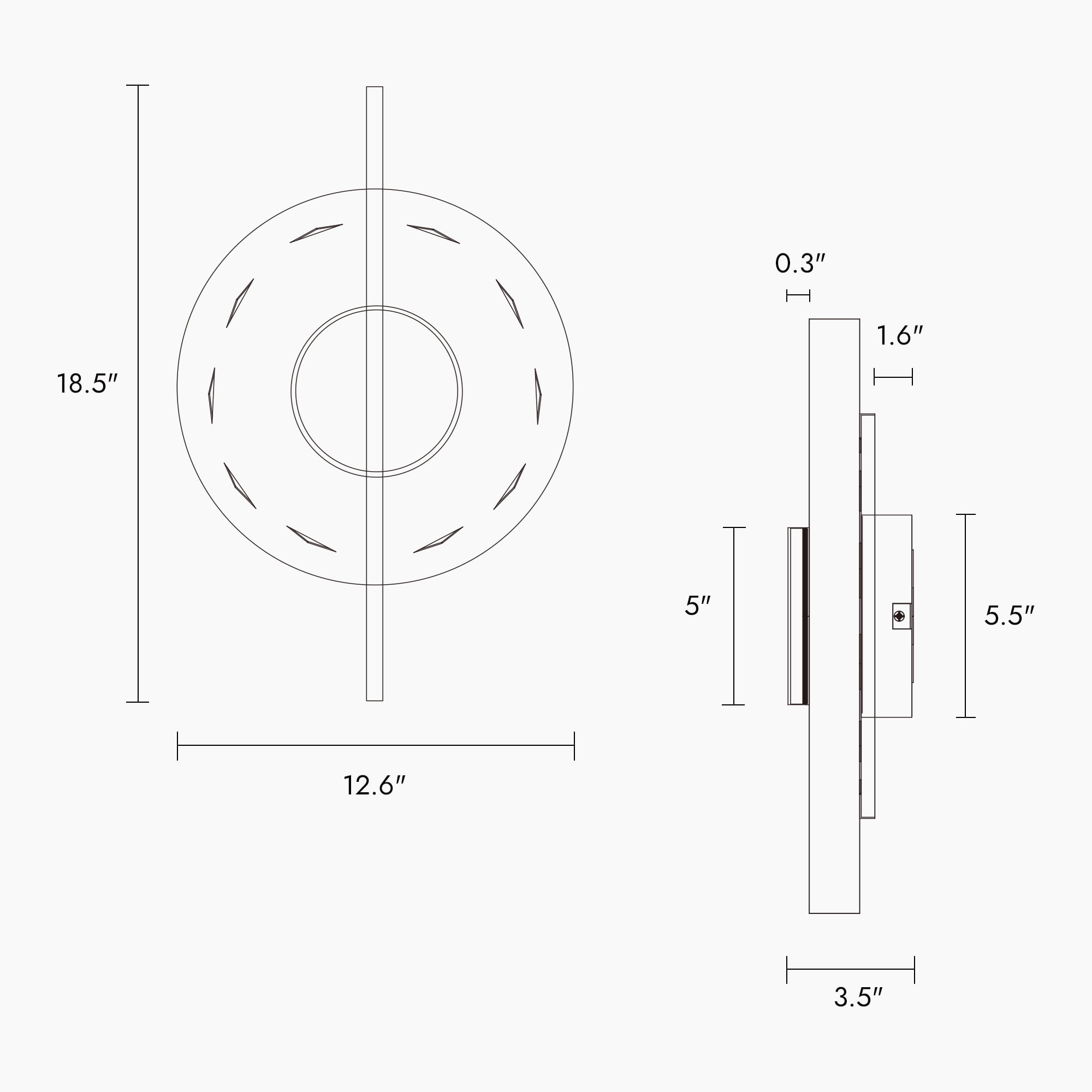 LNC Callitropsis 1-Lights 12.6" Modern Unique Integrated LED Round Wall Lights,Gold with Textured Glass