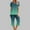 Green women's 2 piece outfit a1, variant on Women's 2 Piece Crop Top Capri Set Casual Summer Lounge Outfits Round Neck Short Sleeve Tshirt Matching Pants Comfy Travel Airport Clothes, Blue S