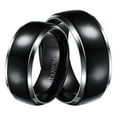 thumbnail image 1 of Black Wedding Ring Sets for Men Women Matching Titanium Bands for Him Size 7 and Her Size 7, 1 of 4