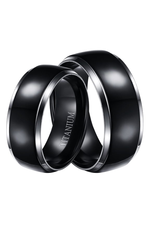 Black Wedding Ring Sets for Men Women Matching Titanium Bands for Him Size 10 and Her Size 6