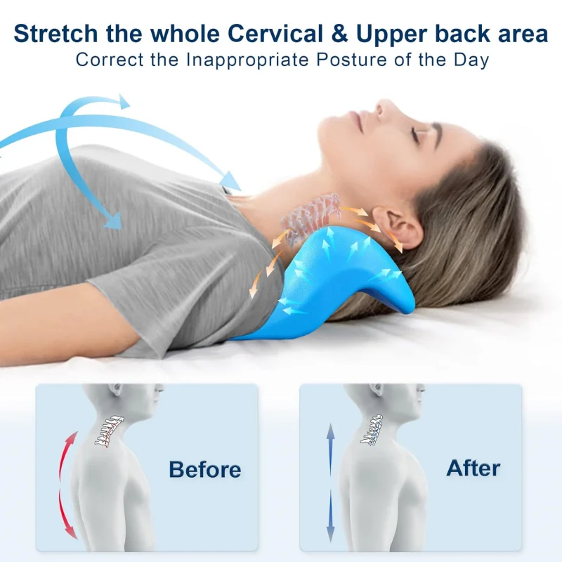 Neck Shoulder Relaxer with Cervical Traction Device Neck Stretcher Pain Relief and Cervical Spine Alignment Chiropractic Pillow