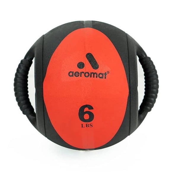 Balón medicinal Aeromat Dual Grip Power 2,7 kg/9 cm, color negro y naranja
