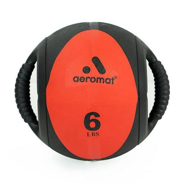 Balón medicinal Aeromat Dual Grip Power 2,7 kg/9 cm, color negro y naranja