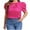 Hot Pink, variant on yillto Womens Plus Size Tops Dressy Casual Summer Chiffon Blouses Crew Neck Short Sleeve Pleated Shirts