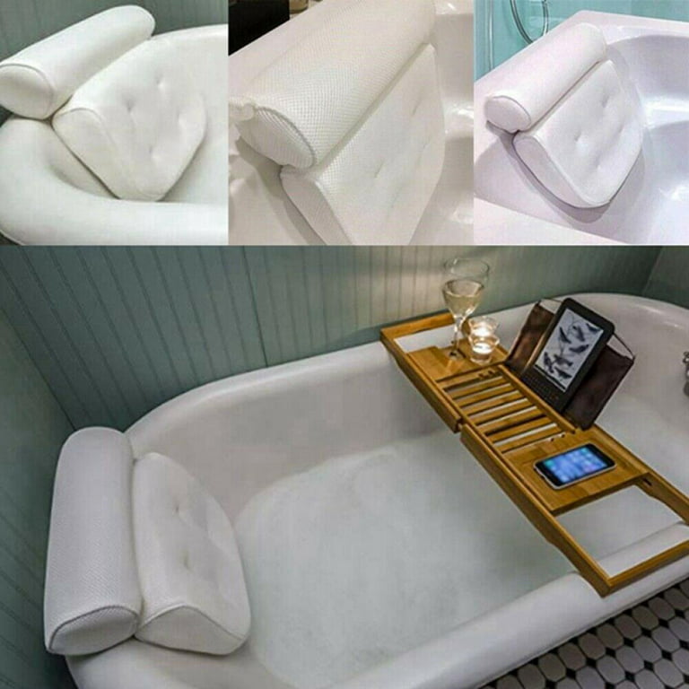 Bath Pillow, Relaxing Bath Pillows for Tub Neck and Back Support Soft 4D