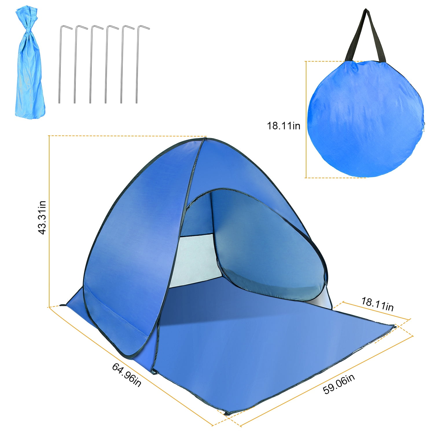 iMountek Sun Shelter Tent for 2-3 Person, Portable Waterproof Fishing Camping Tent with Carry Bag, Blue