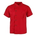 thumbnail image 2 of Unisex Chef Jackets Coat Short Sleeves Shirt Kitchen chef coat men Uniforms 3XL Red, 2 of 9