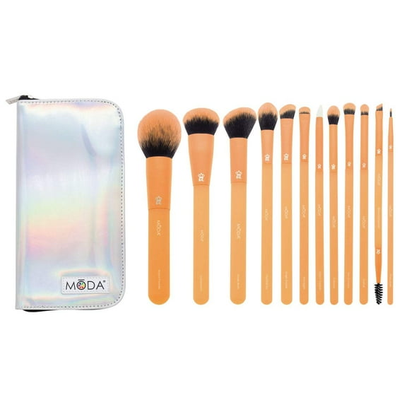 Moda Brush Totally Electric Neon Orange Full Face 13pc Makeup Brush Set