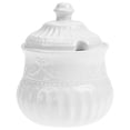 thumbnail image 2 of Embossed Ceramic Sugar Cube Jar Delicate Sugar Jar Coffee Shop Sugar Holder, 2 of 4