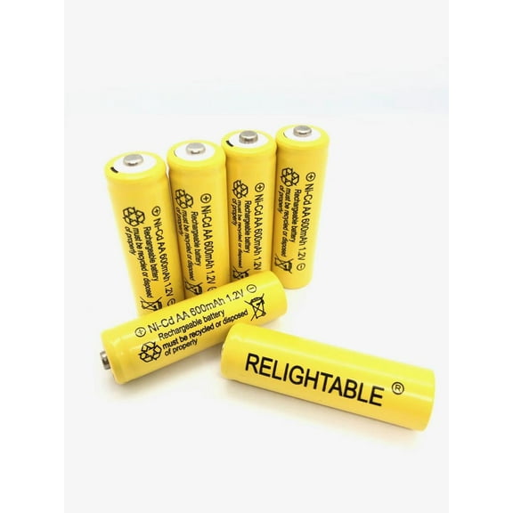6-PCS AA NiCd 600mAh 1.2V Ni-Cd Rechargeable Batteries RELIGHTABLE Solar Lights A6