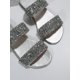 thumbnail image 3 of Women Rhinestone Decor Double Strap Flat Sandals, Brown Slide Sandals, 3 of 4