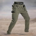 thumbnail image 2 of Inleife Cargo Pants for Men Fashion Casual Solid Color Cargo Pant Trousers Men's Zipper Pockets Elastic Waist Pants, 2 of 6