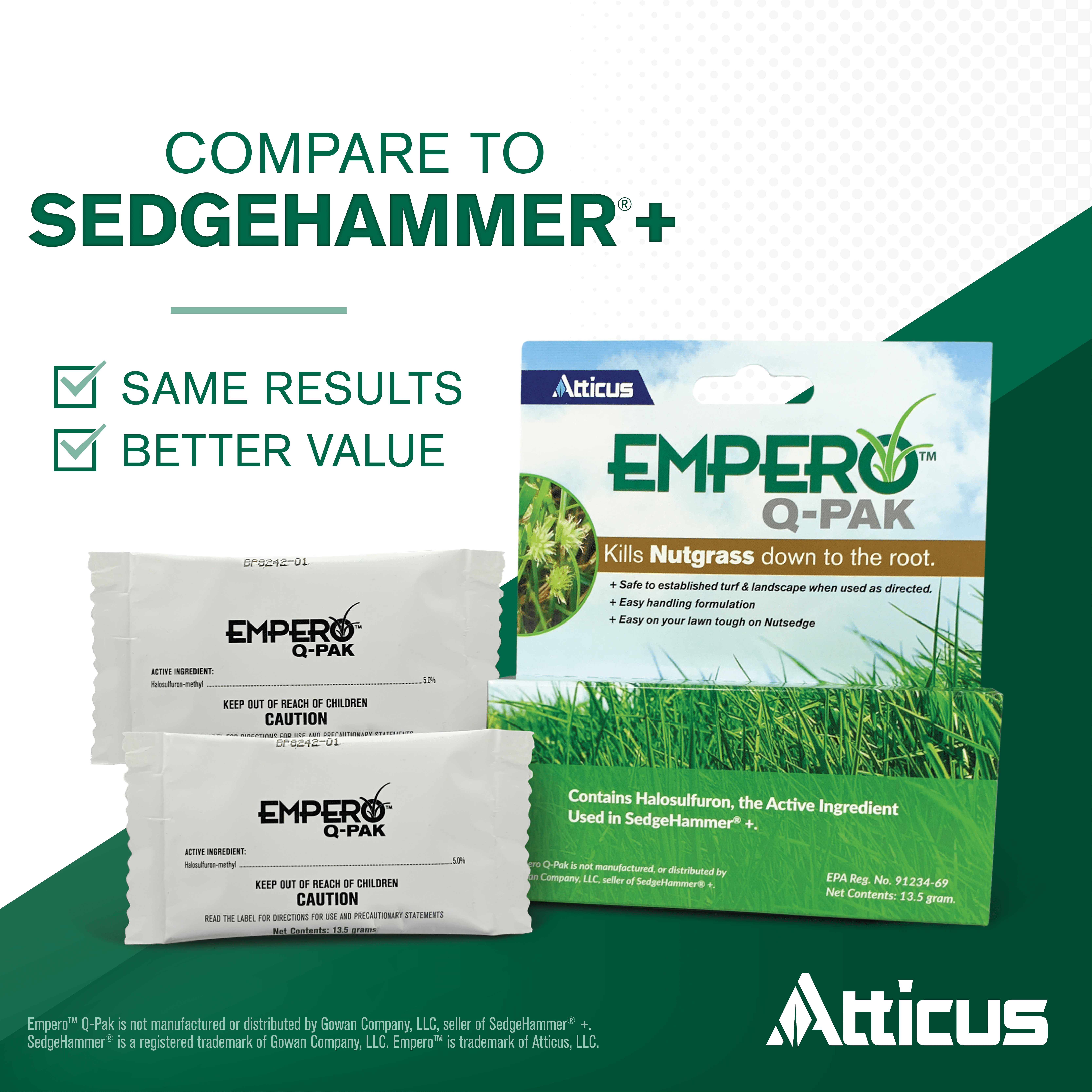 Empero Q-Pak Nutsedge Killer (Compare to SedgeHammer Plus) by Atticus - (2 Pack) Turf Herbicide - Halosulfuron-methyl