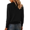 thumbnail image 4 of WTXUE Women's V-Neck Tunic Sweater with Pockets Soft Knitted Pullover Long Sleeve Lightweight Knit Pullover Tops Business Casual Sweaters Fall Outfits Black L, 4 of 6