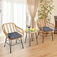 thumbnail image 3 of Costway 3PCS Patio Rattan Bistro Furniture Set Cushioned Chair Table Grey, 3 of 10