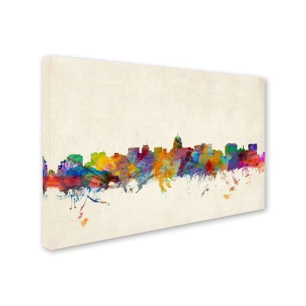 Trademark Fine Art "Madison Watercolor Skyline" Canvas Art by Michael Tompsett