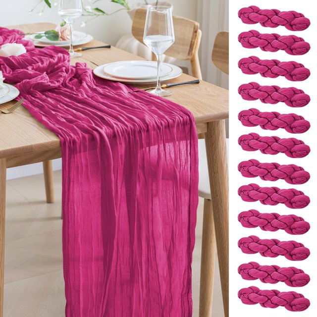 Mantel Ase'm, estopilla, 12 unidades, 3,5 x 300 cm, color fucsia bohemio