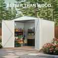 thumbnail image 4 of 8x6FT Outdoor Storage Shed for Backyard, Pitched Roof Tool Shed with Window and Lockable Door, Air Vent, Metal Compact Shelter for Garden,Backyard, White + Gray, 4 of 8