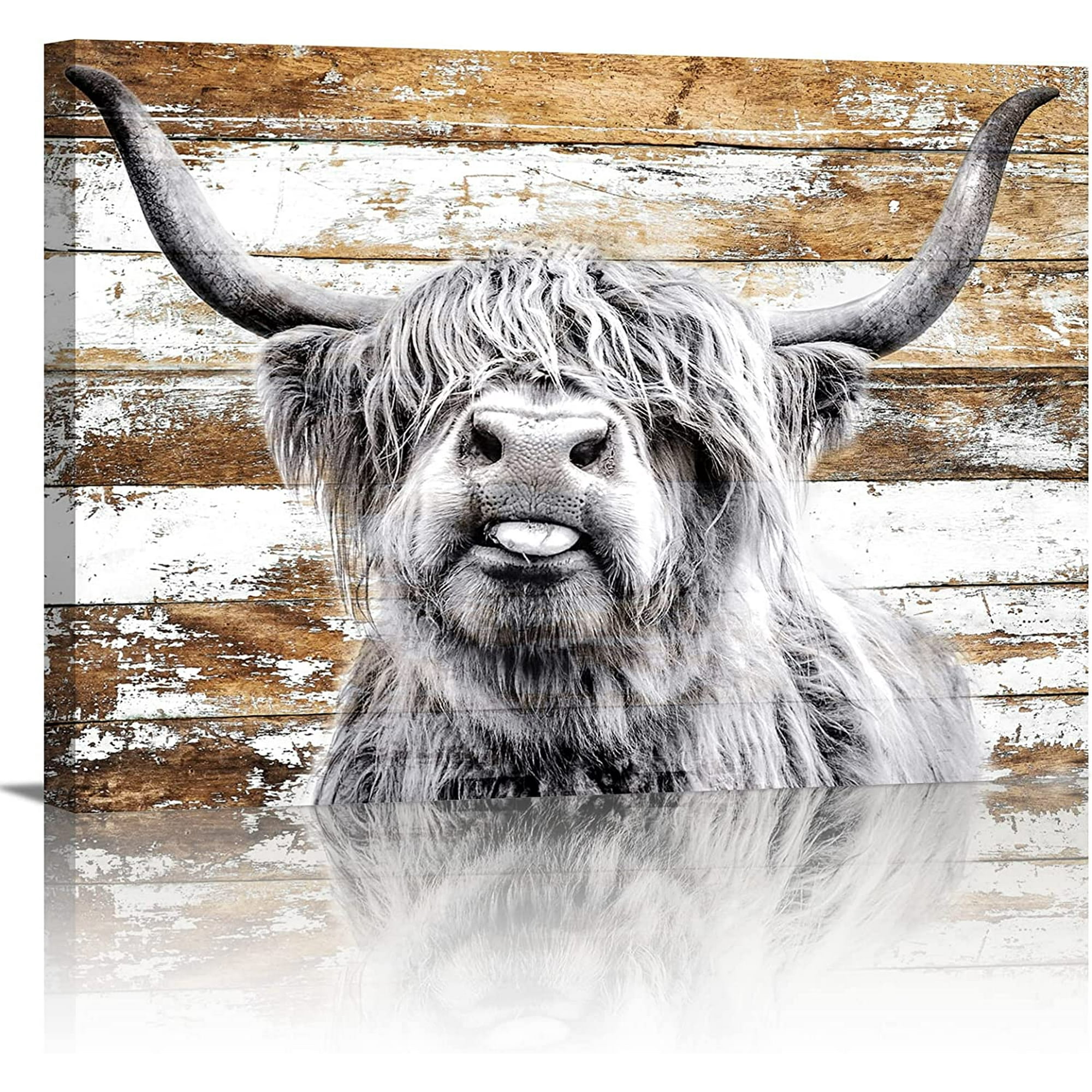 Highland Cow Wall Art Farmhouse Wall Decor Cow Canvas Print ...