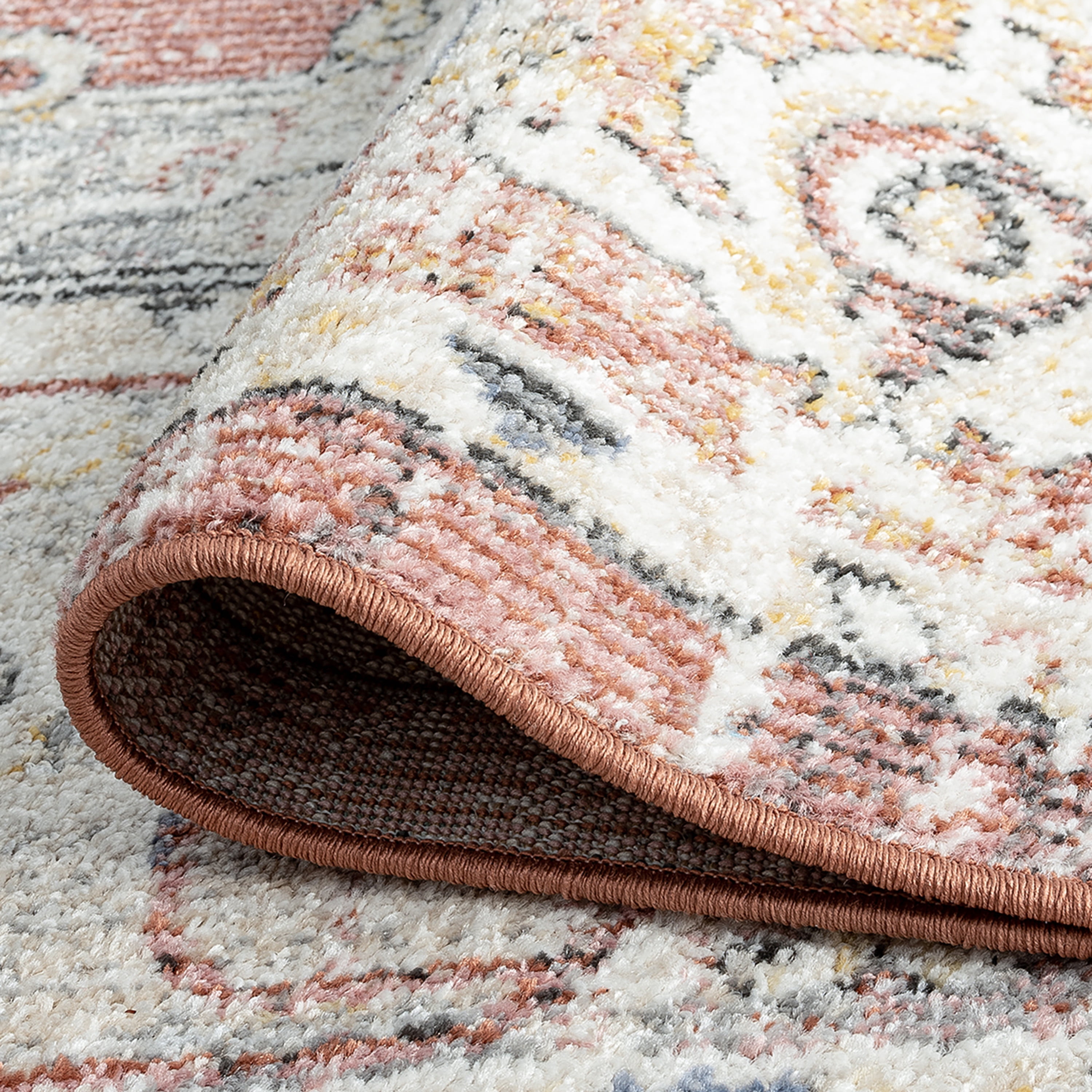 Addison Traditional 5' x 7' Rust and Blue Polypropylene Indoor Area Rug
