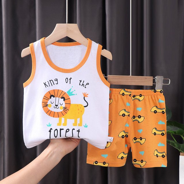 Conjunto de 2 piezas para niños, Camiseta de algodón, pantalones cortos, ropa sin mangas qym unisex