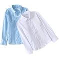 thumbnail image 5 of WUANDIXFA Girls Collared Shirt Girls Long Sleeve Shirt Top Comfortable Breathable Stylish Vertical Long Sleeved Shirt Back to School,White,7-8 Years, 5 of 6