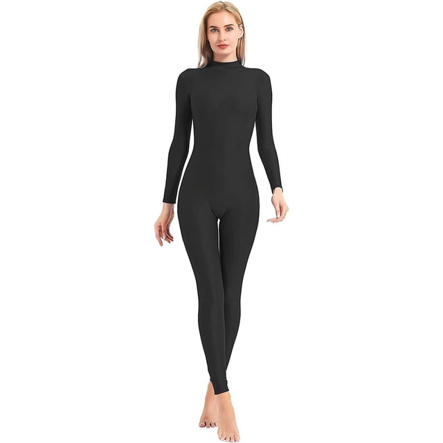 Speerise Mono ajustado de una pieza con cremallera y cuello alto para adulto, leotardo de cuerpo completo, mono ajustado para mujer