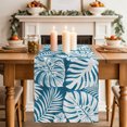 thumbnail image 2 of Palm Tree Monstera Table Runner 90 Inches Long,Cyan Blue Leaf Boho Botanical Tropical Cotton Linen Table Runners Dresser Scarves,Fabric Tabletop Scarf Furniture Cover for Home Dinner Party 13"x90", 2 of 9