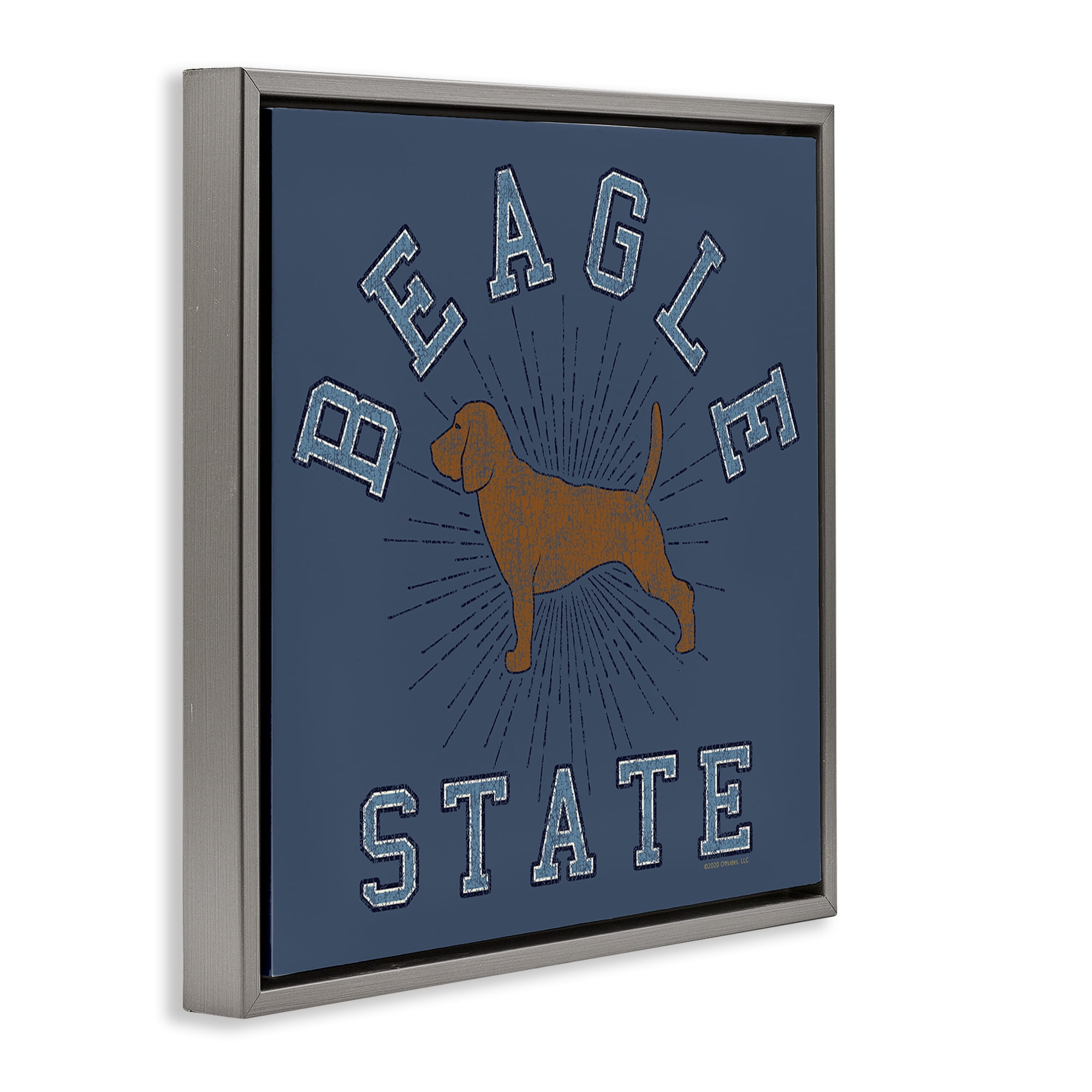 Stupell Industries Vintage Beagle State Novelty & Humor Painting Gray Floater Framed Canvas Art Print Wall Art, 18 x 18