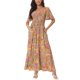 thumbnail image 2 of Vestido Maxi de Mujer Inspire Chic con Escote en V, Mangas de Volante, Capa de Volantes, Casual, Largo, Gris Verde, L, 2 of 6