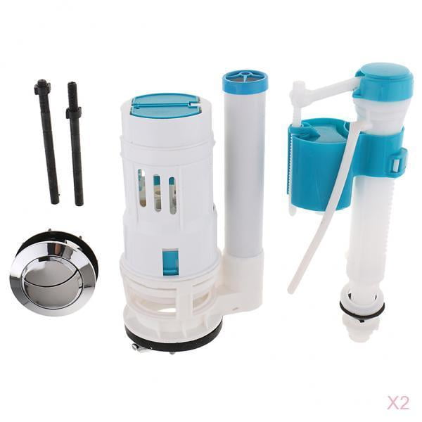 2 juegos de kits de tanque de inodoro, hechos de plástico de calidad y acero inoxidable, protección ambiental verde, duraderos y resistentes a la Zulema Tapa de descarga de la válvula de llenado del inodoro