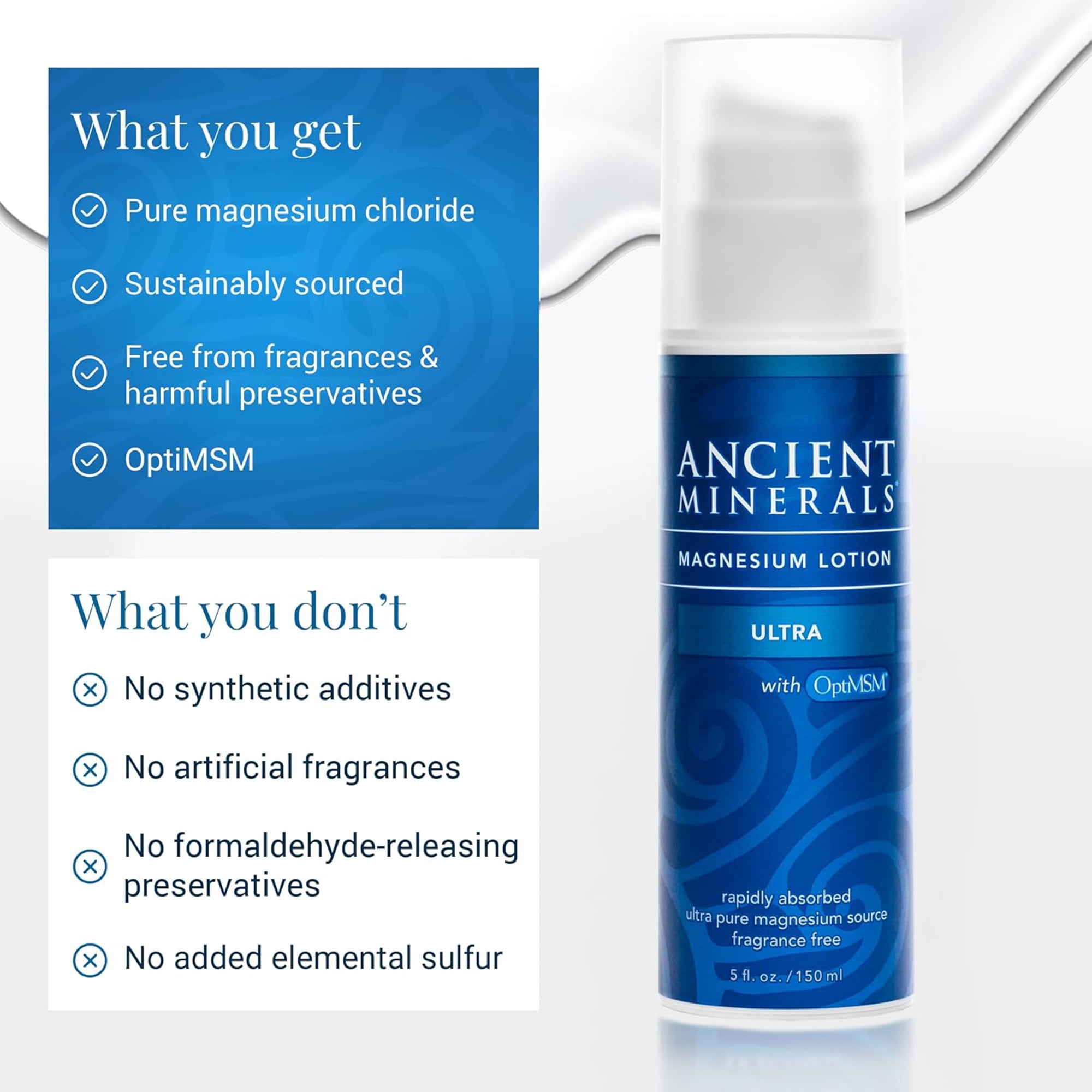 Ancient Minerals Magnesium Lotion with MSM, Muscle Pain Relief, Leg Cramps, Restless Sleep, 5 fl. oz.