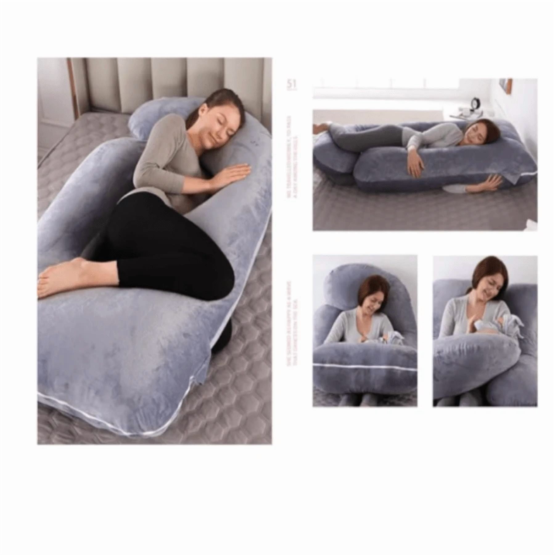 Best-selling U-shaped pregnant pillow - promotes side sleeping, supports the waist and abdomen. An essential item for pregnant women when sleeping.