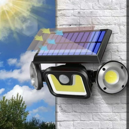 

Ovzne Solar Wall Light 3 Heads Solar Motion Sensor Power Spotlight Lights Waterproof 83COB Outdoor Yard colour Plastic