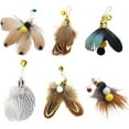 thumbnail image 1 of XINQIHANG Cat Insect Feather Toys Replacement Cat Toy Wand Refills, 6 Pieces Natural Insect Cat Toy Feathers Refill, Interactive Cat Teaser Wand Attachments, with Bell, 1 of 7