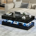 thumbnail image 2 of Lumiinofami LED Coffee Table with Storage, Modern High-Gloss Coffee Center Table with Wireless Charging for Living Room, Black, 2 of 9