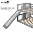thumbnail image 3 of Bellemave Full Over Full Floor Bunk Bed with Slide Wooden Low Bunk Bed Frame with Ladder  Full Bunk Bed with with Headboard and Guardrail, Gray, 3 of 10