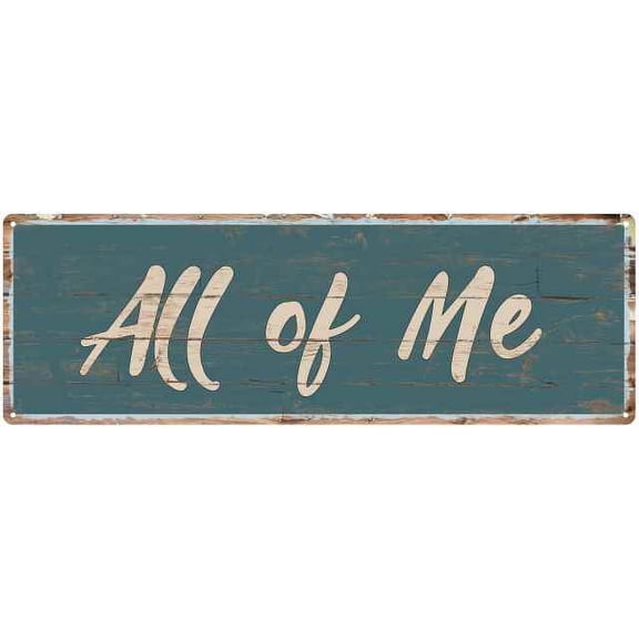 All of Me Beach Style Wood Look Sign Gift Green 6x18 Metal Decor 106180086026